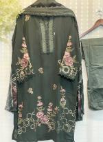 Georgette Black Casual Wear Embroidery Work Readymade Straight Suit